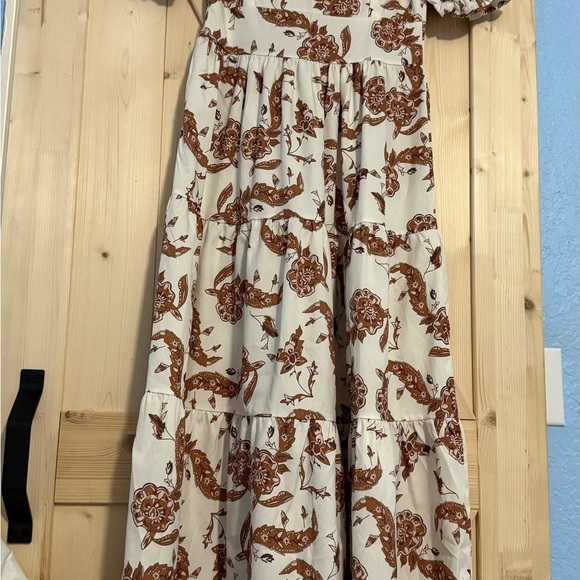 Floral White and Brown Dress - Picture 6 of 8